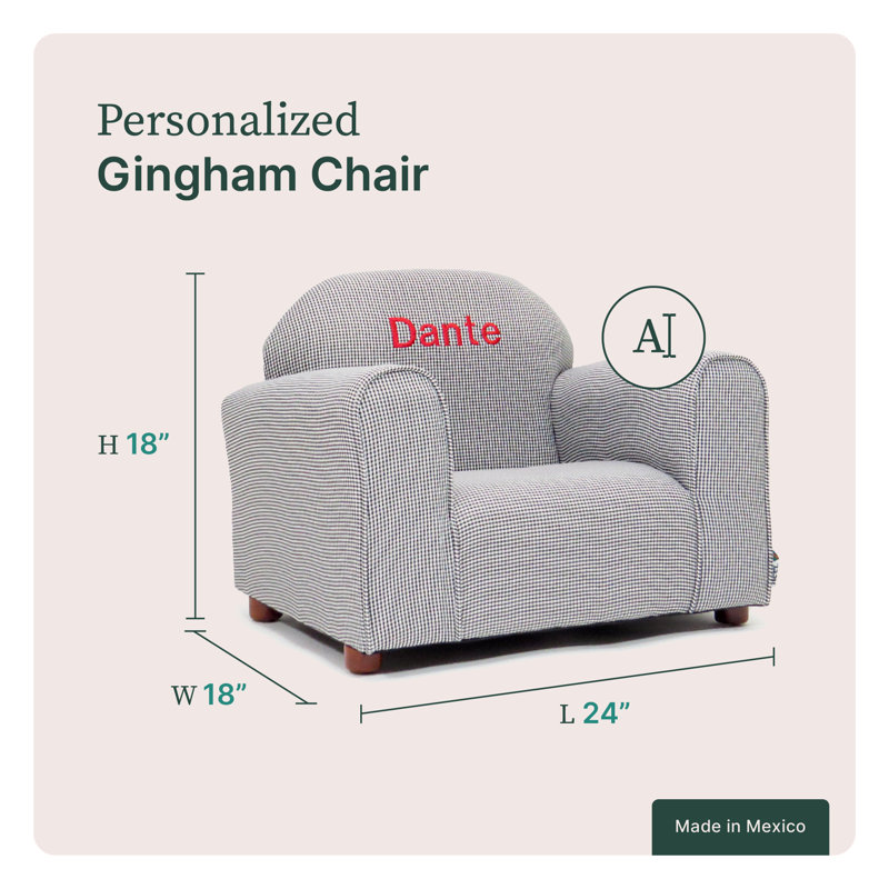 Fauteuil club personnalisé Keet, Gingham, Rose vif, Oui, Brun