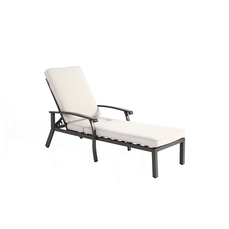 Chaise longue en fonte d'aluminium avec dossier réglable, Beige