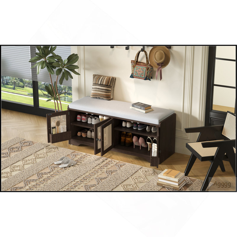 Banc de rangement Rustic, Beige, espresso