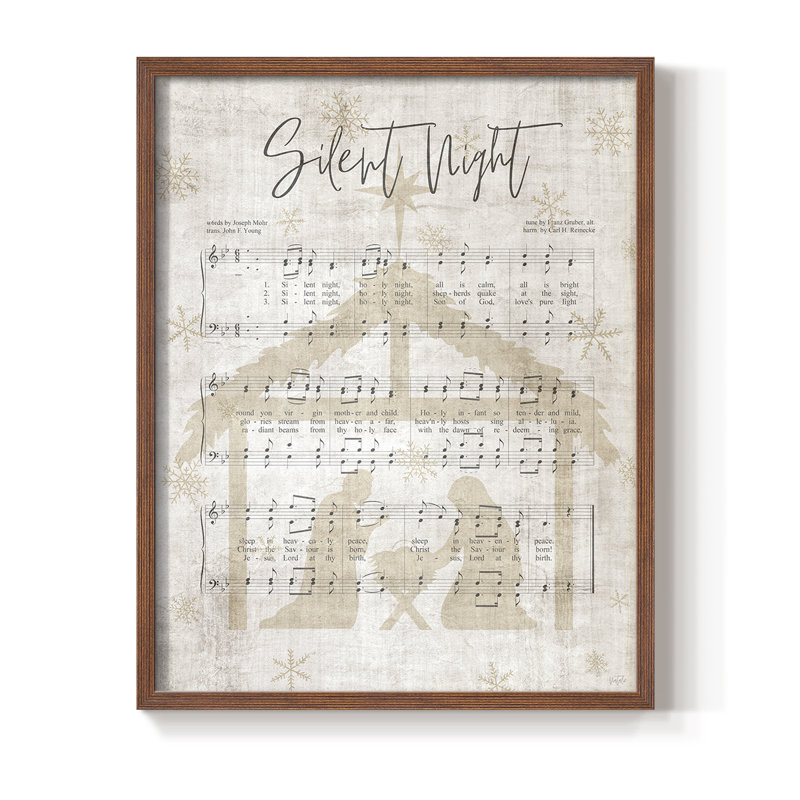 «Silent Night Song», reproduction d'art encadrée, H 11 po x l 9 po, Noyer