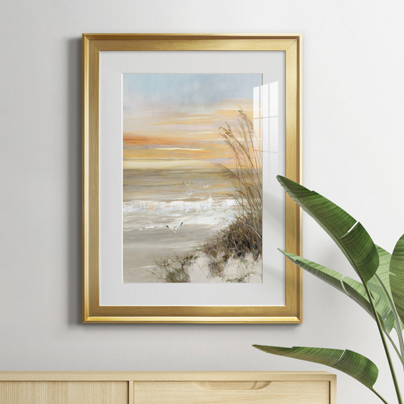 " Summer Solstice ", 24.5" H x 18.5" W x 1.5" D, White Mat, Gold Framed Paper