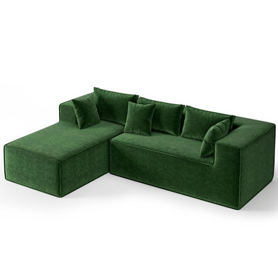 Canapé d'angle modulaire 2 pièces, canapé en chenille en forme de L avec méridienne pour salon