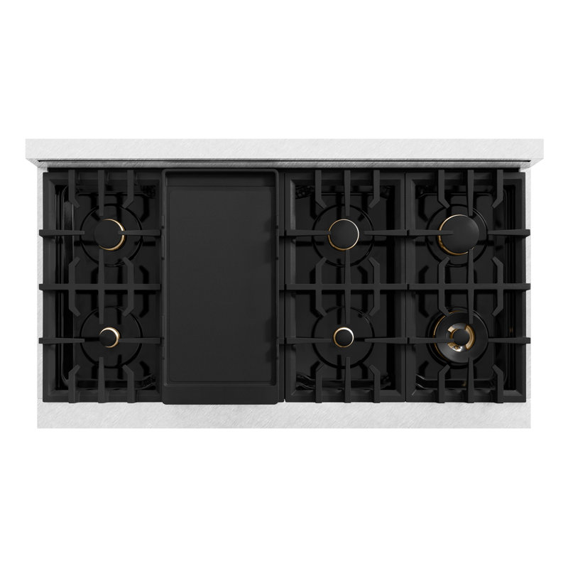 ZLINE Autograph Edition 48 In. Legacy Gas Rangetop with 7 Burners and Porcelain Cooktop in Satin