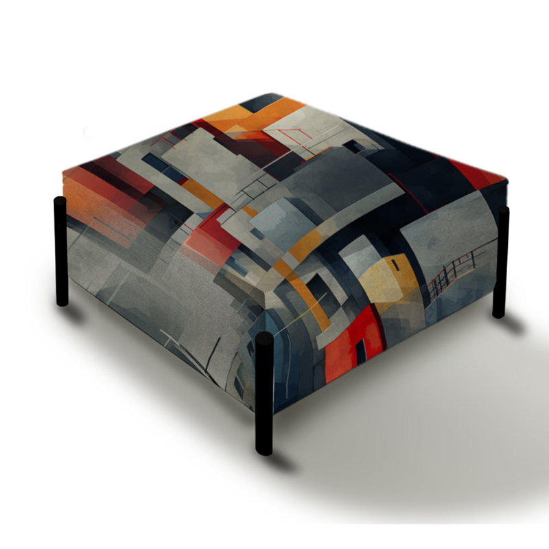 Motif de mur gris à rayures cubiques - grand repose-pieds carré rayé