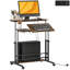 Bureau debout ajustable avec plateau inclinable, roulettes et tablette