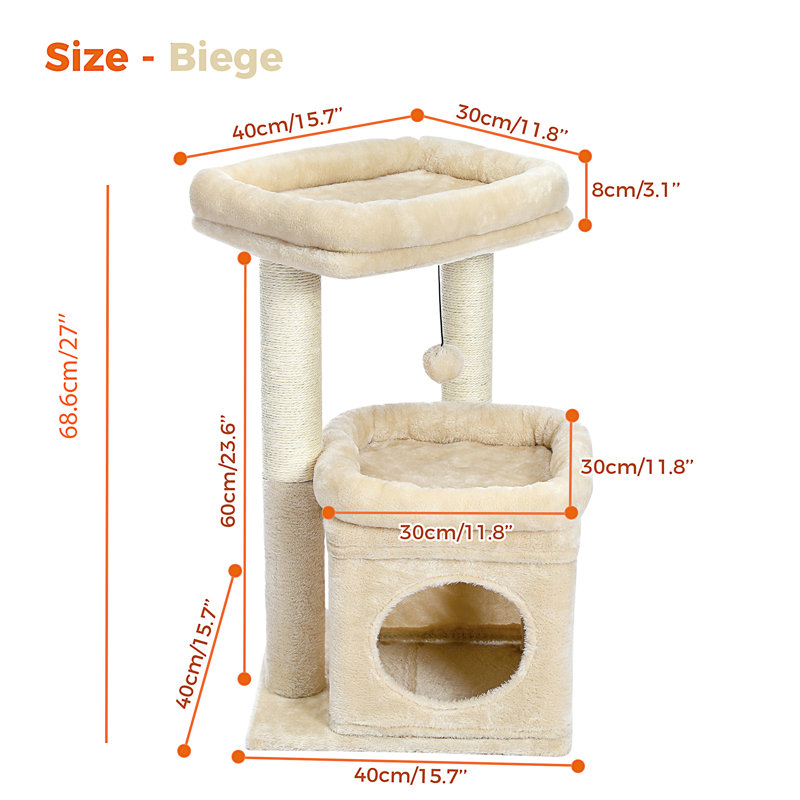 Tour d'intérieur pour chat en sisal naturel, Beige