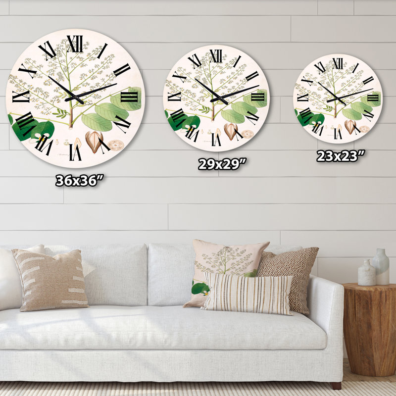 Horloge murale rétro Vintage Botanicals, Surdimensionné