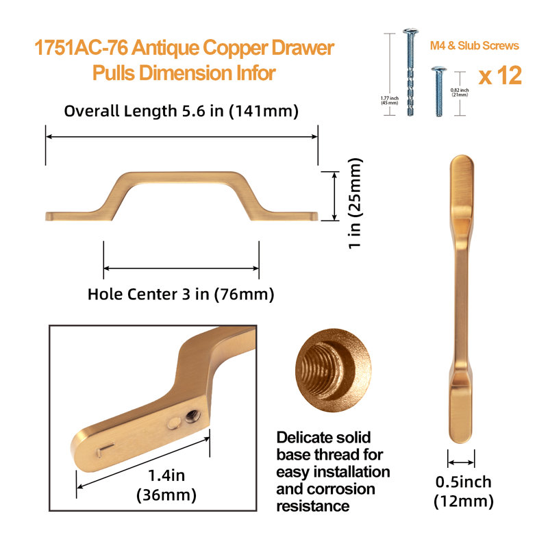 3" Center Bar Pull Multipack, Champagne Brown