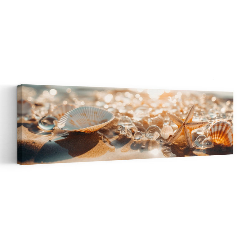Sandy Treasures Serene Tranquil Abstract Starfish Coastal Art mural, H 12 po x l 36 po