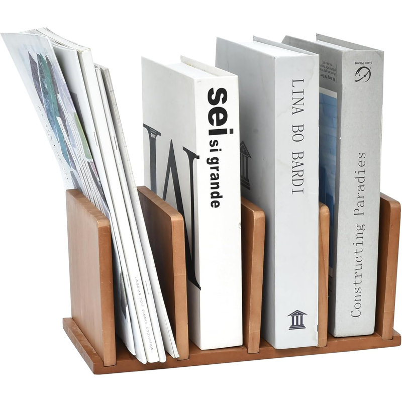 Organisateur de dossiers en bois, trieur de courrier à 4 fentes, 11,8 po x 5,7 po x 5,5 po, bois naturel