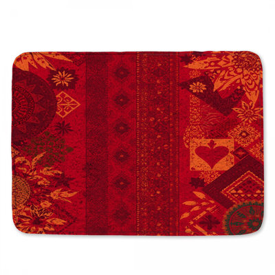 Tapis de bain rouge Bohème