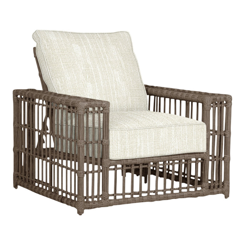 Newport Patio Chair with Cushions, Welt, Linen Snow, Newport #66 Burlap