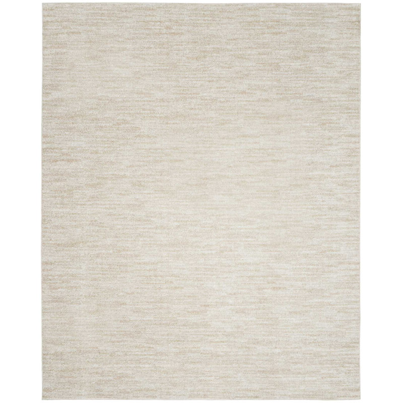 Mullican Sandy Solid Ivory/Beige Easy Care Indoor/Outdoor Area Rug, Rectangle 9' x 12'