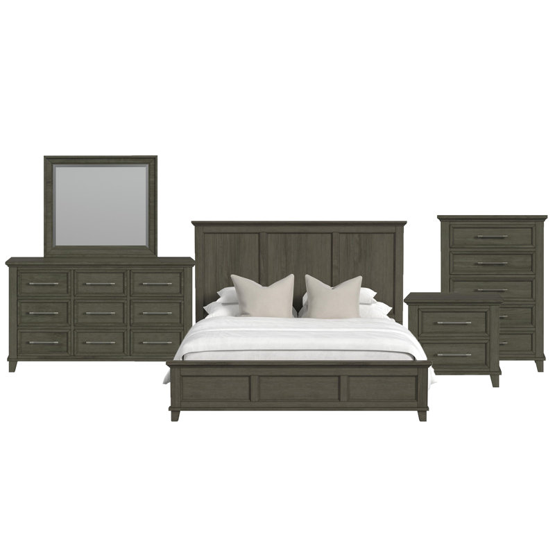 Nhek Panel 5PC Bedroom Set, Grey, King