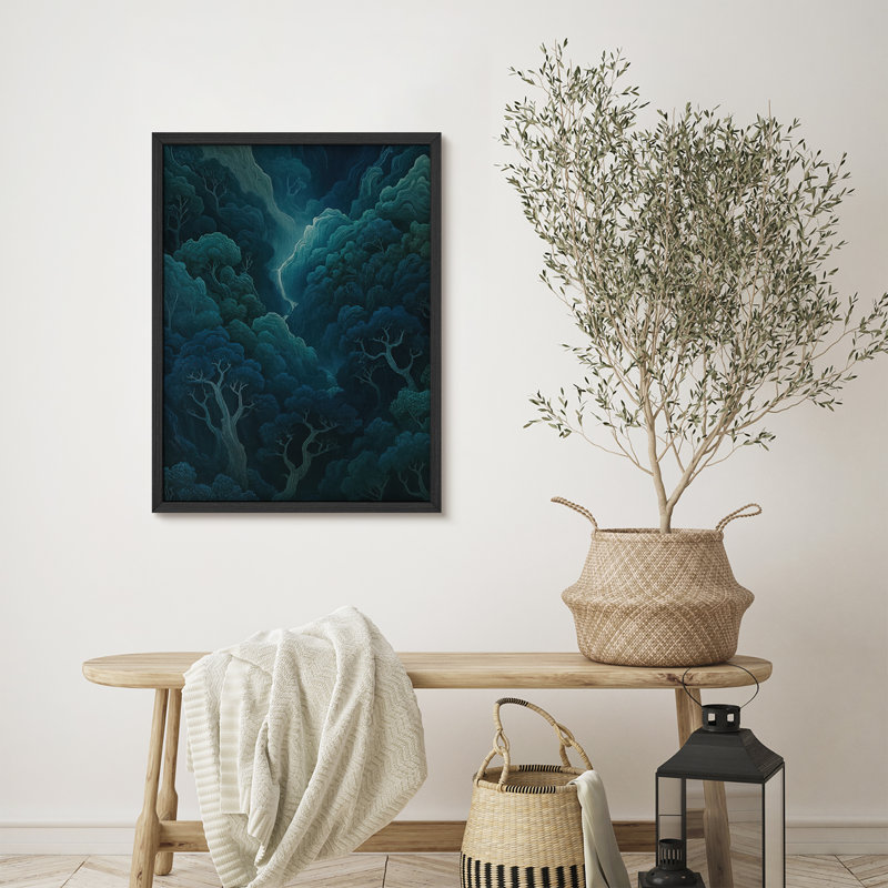Reproduction d'art encadrée abstraite pour décoration intérieure moderne, H 14 po x l 11 po, Noir