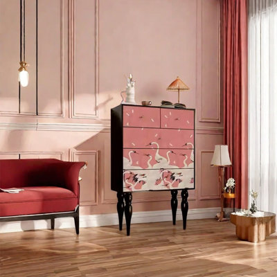 Spacious Pine Storage Cabinet with Five Drawers