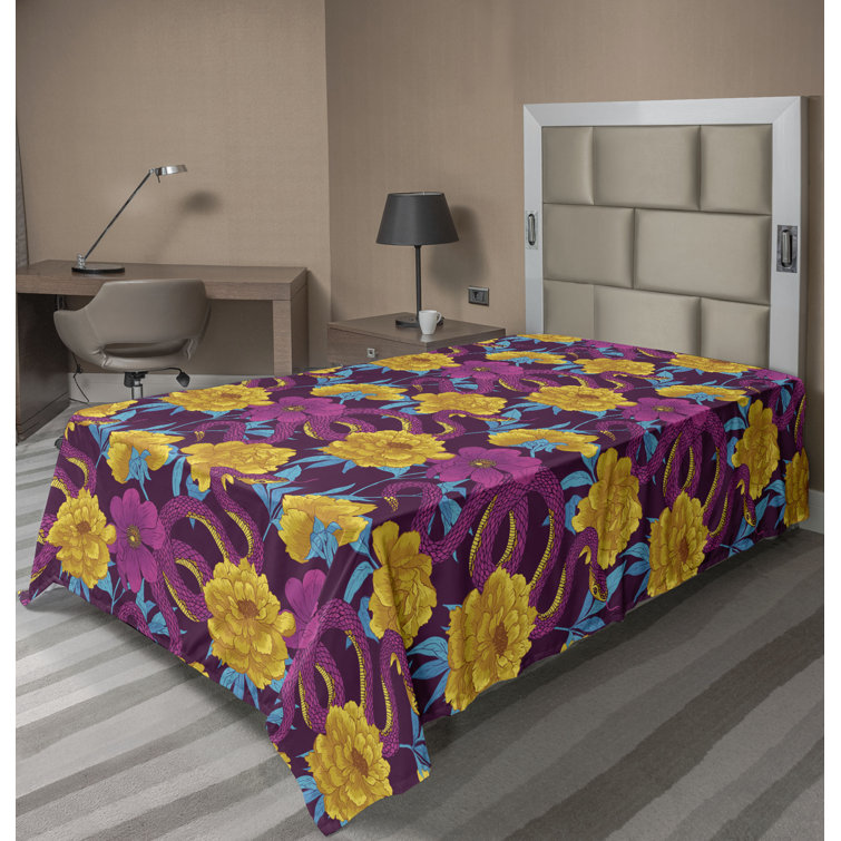 Ambesonne, drap plat floral pivoines, art botanique printanier