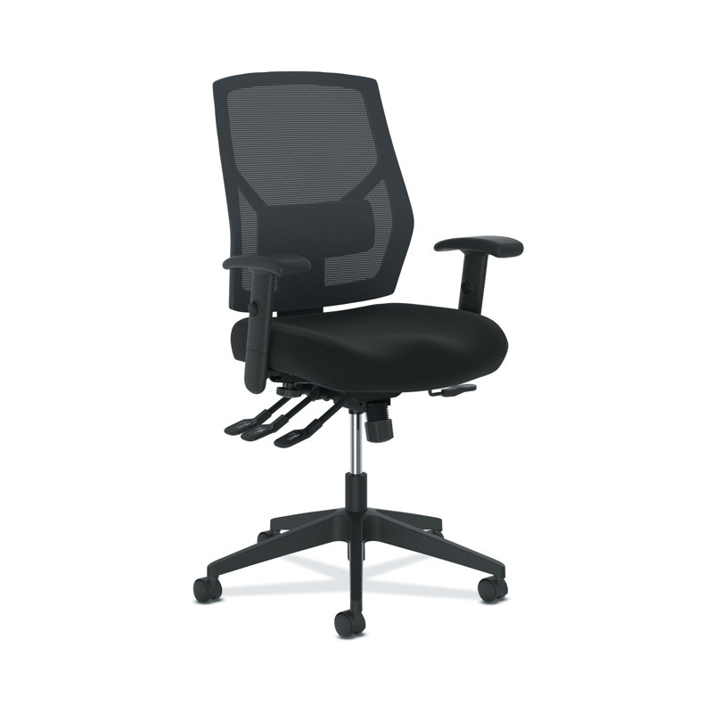 Black Mesh High-Back Adjustable Task Chair with Fabric Seat