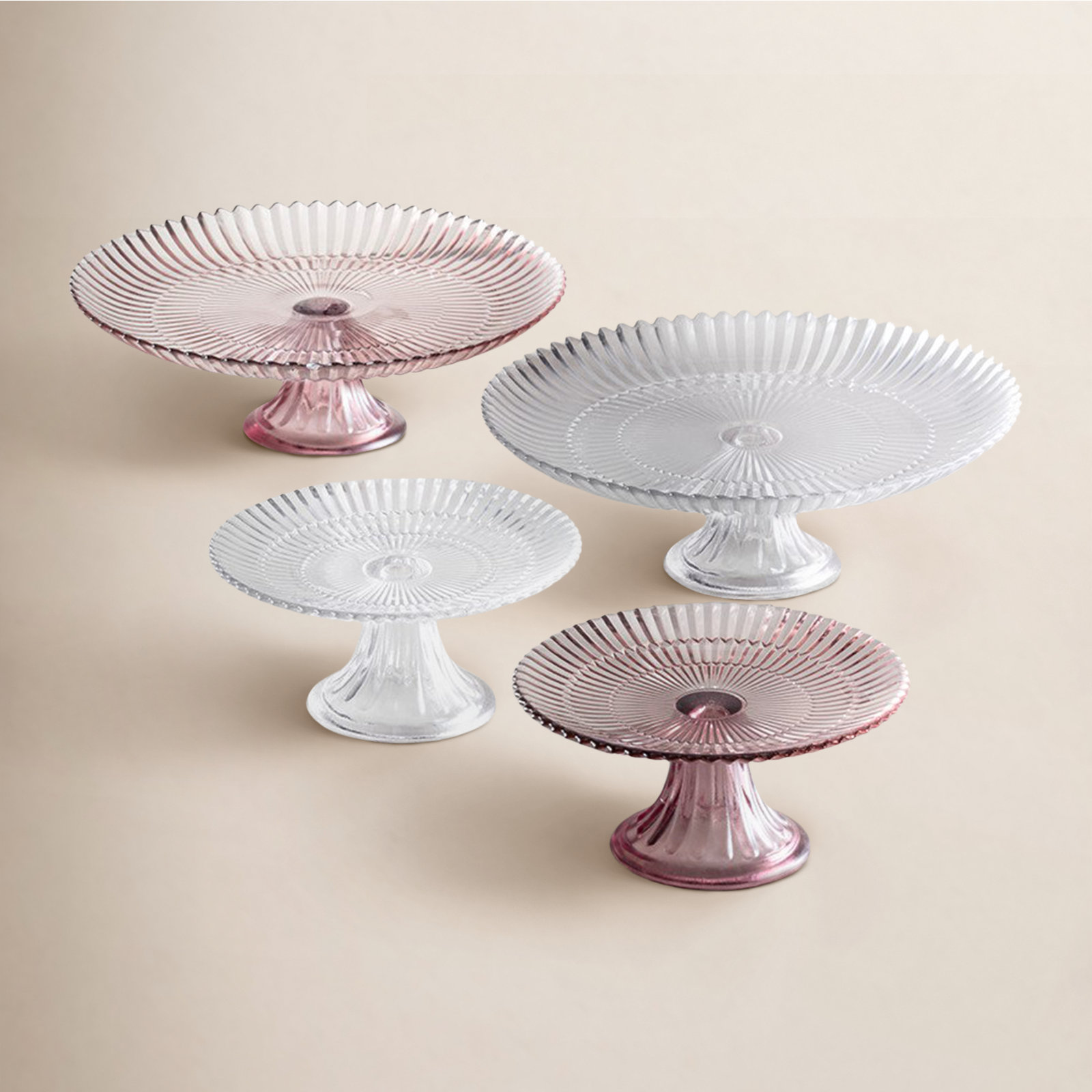 Fortessa Archie Glass Cake Stand, Pink