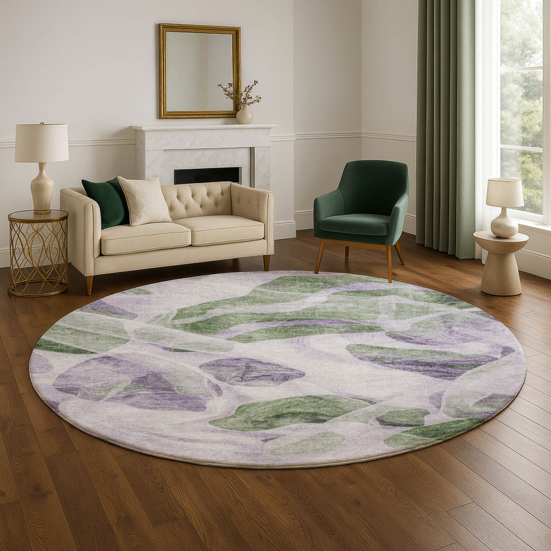 Premium Machine Washable Chelston AMF1863 Abstract Rug, Round 8'