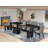 9-piece Xtenczar Dining Table Set a Rectangular Kitchen Table and a wooden Bench and 7 Light Gray Polyester Fabric Dining Room Chair-124598929-124635618-124598934