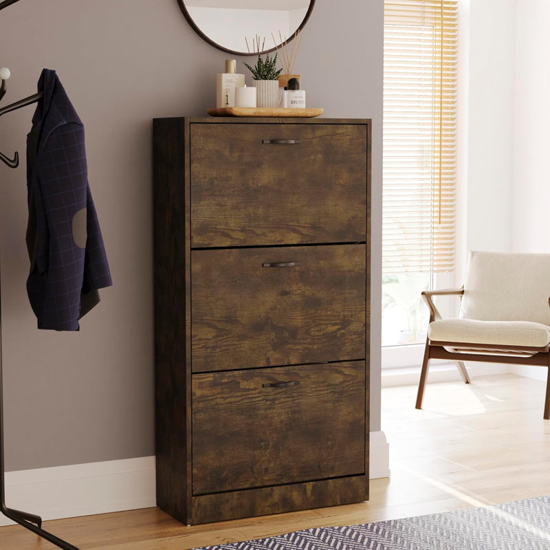 9 Pair Shoe Storage Cabinet, Wood