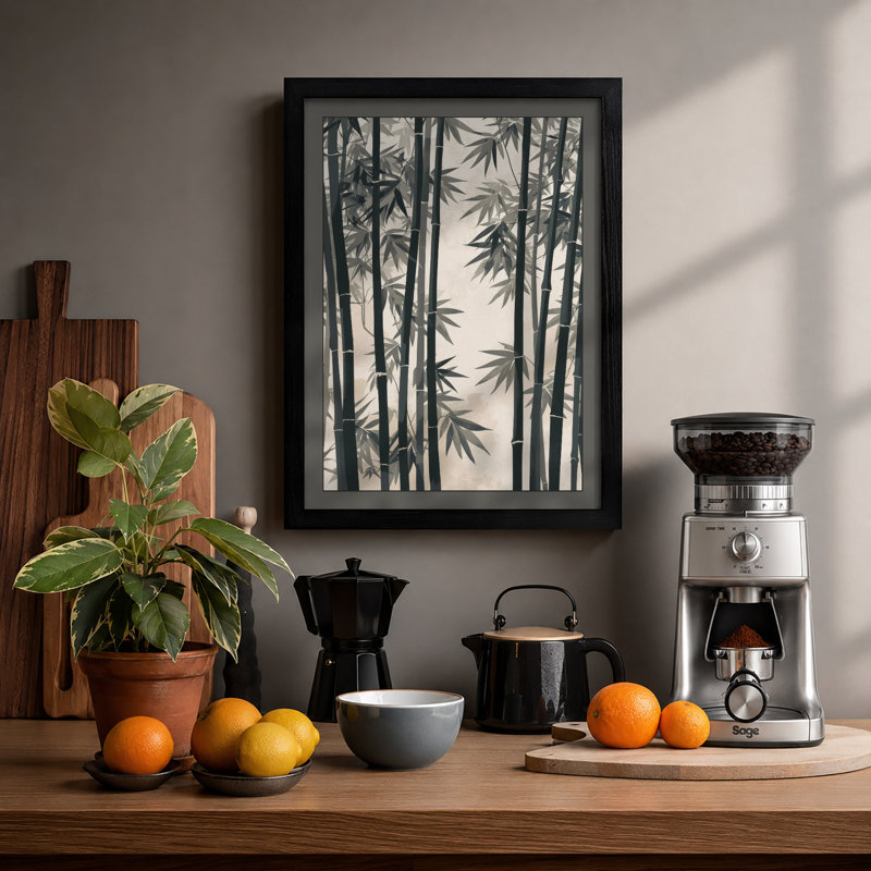 Quiet Bamboo Forest Japandi - Print, A2 - 59.4 x 42.0 cm, Black