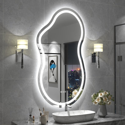 Aevar Asymmetrical LED Lighted Wall Mirror