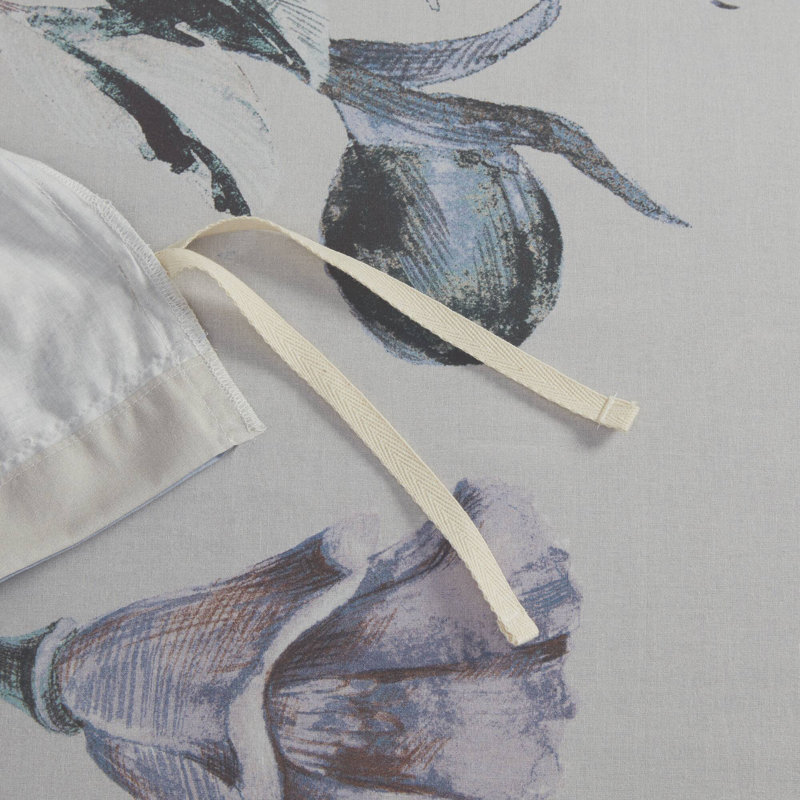 Maddy Blue Floral Cotton King/Cal King Duvet Cover Set
