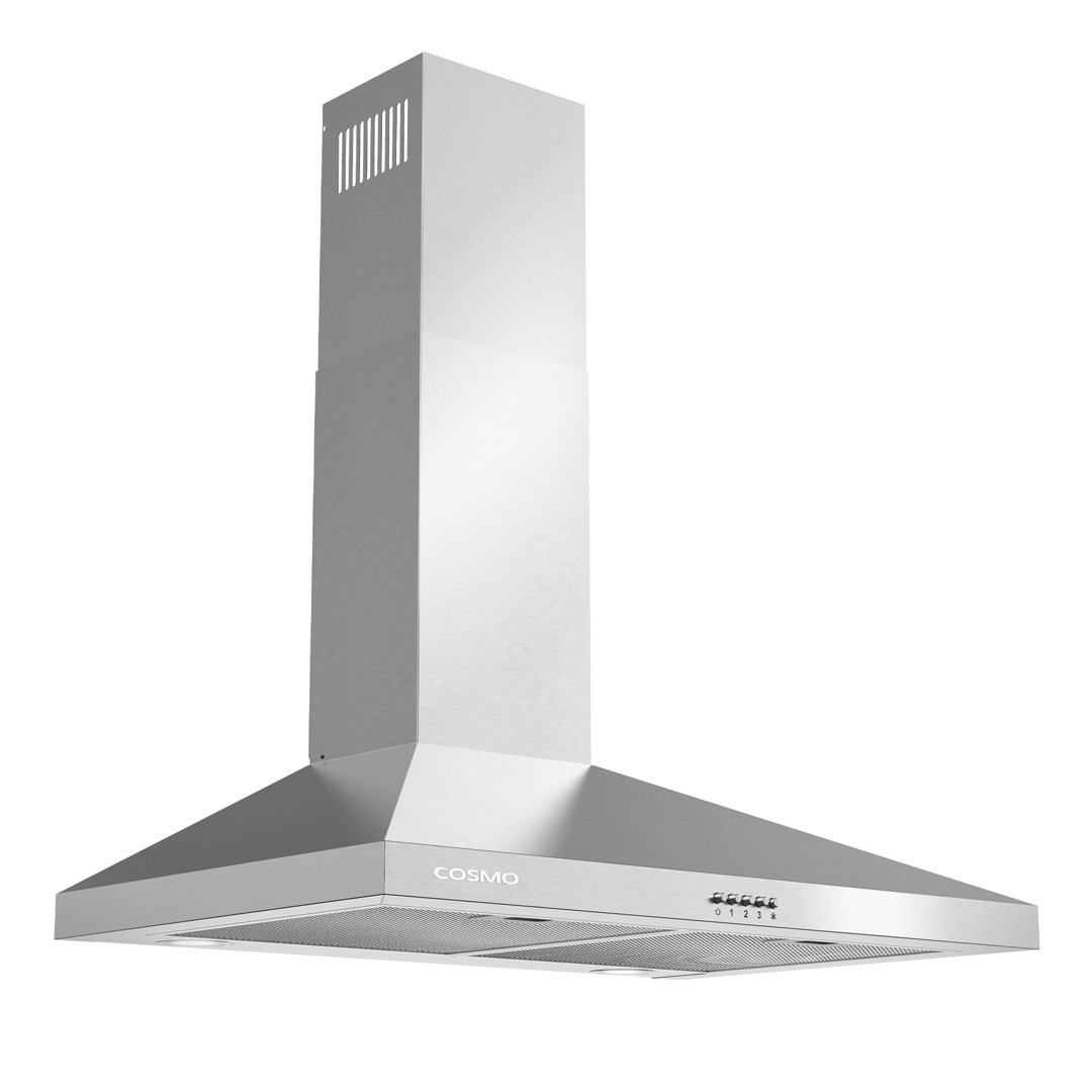 Cosmo 30 in. Nebula Collection 250 CFM Ducted Wall Mount Range Hood, Button Control, LED Lights, Mesh Filters, Stainless Steel Cosmo