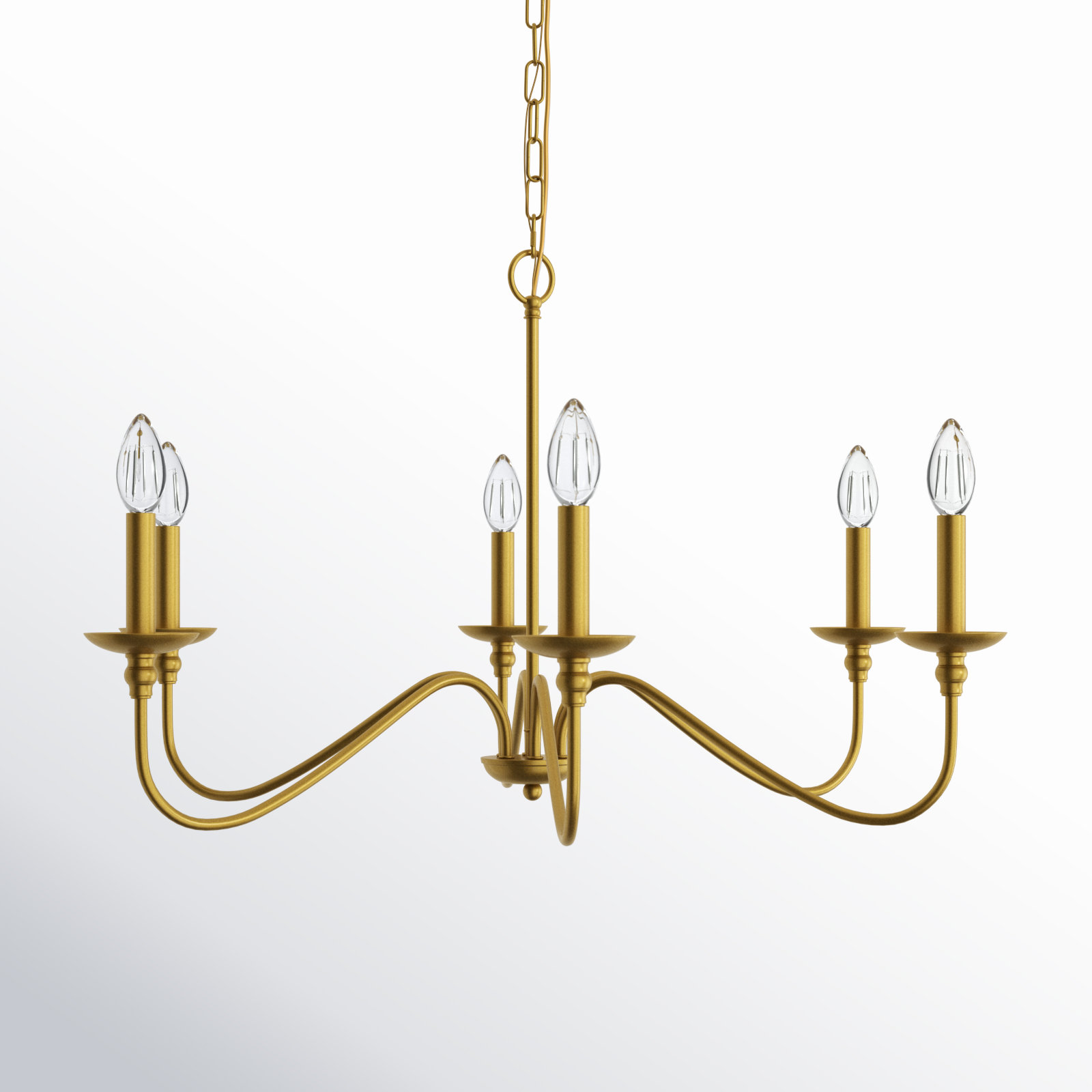 Ableton Iron 6-Light Chandelier, Brass, 18" H x 30" W x 30" D
