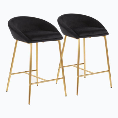 Glam Upholstered Counter Stool with Metal Frame