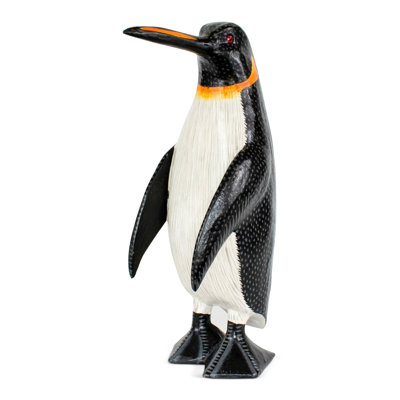 Wood Penguin Figurine Hand Carved Arctic Animal Statue, Winter Shelf Decor