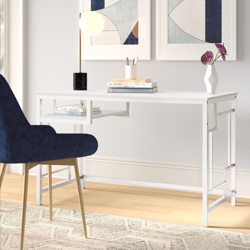 Victory Metal Base Writing Desk, White