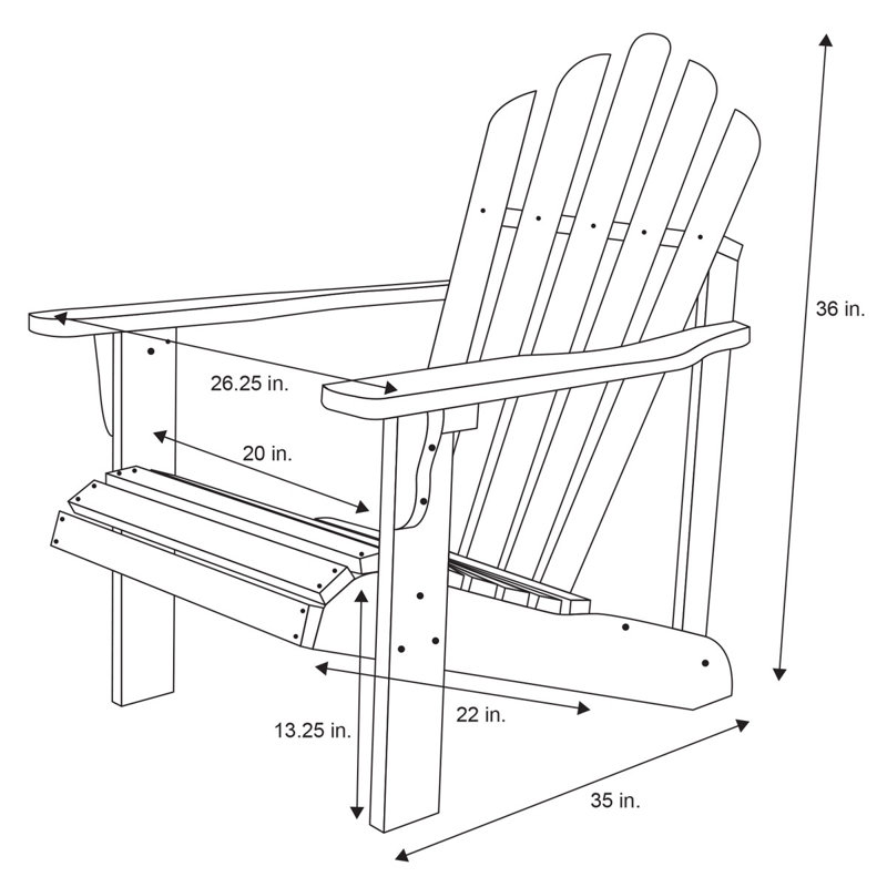 Chaise Adirondack d'extérieur en bois massif Adiraica, Chêne