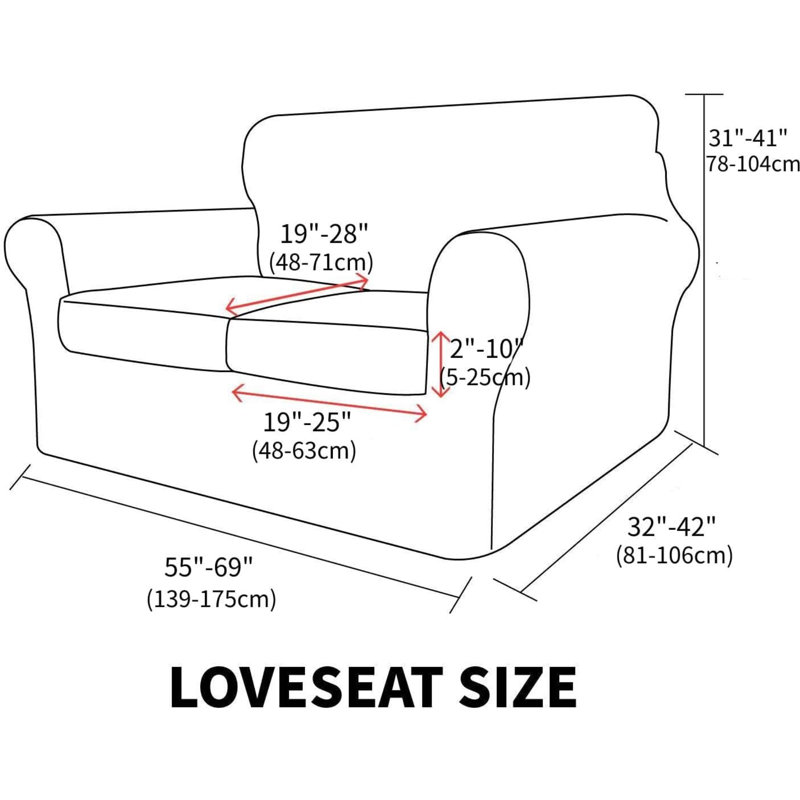 Housse pour canapé à coussins carrés/rectangulaires, Mélange de polyester beige clair, H 41 po x l 91 po x P 42 po