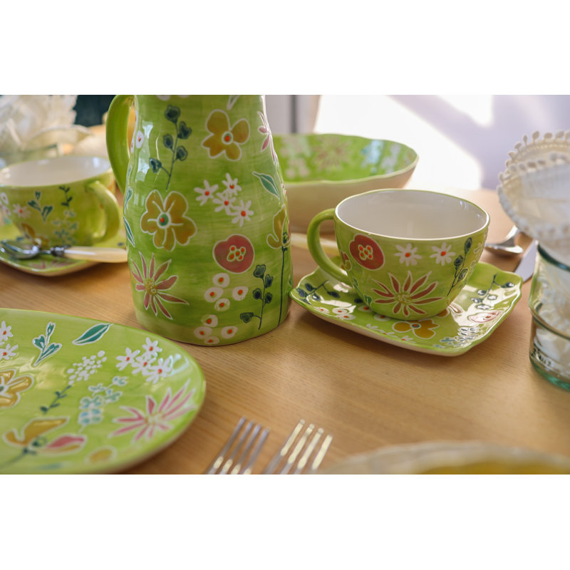 Primavera Handpainted Stoneware Pitcher