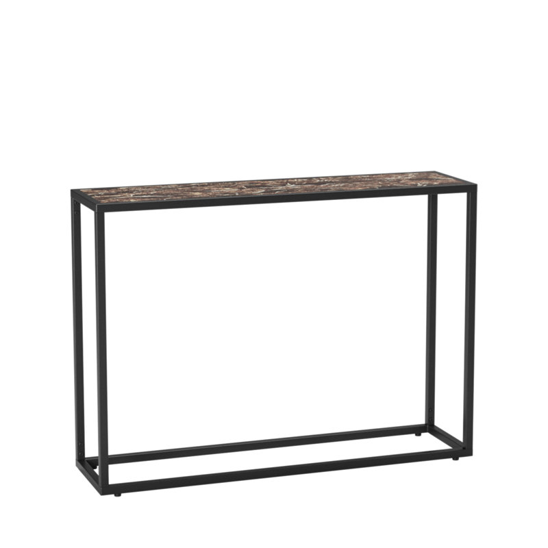 Narrow Console Table, High-End Edge Wrapped Foyer Table, Entrance, Industrial Corridor Table, Living Room, Foyer, Rural Brown And Black