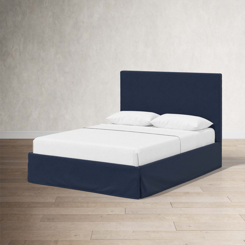 Lit tapissier Verona, Velours performance encre classique, Grand