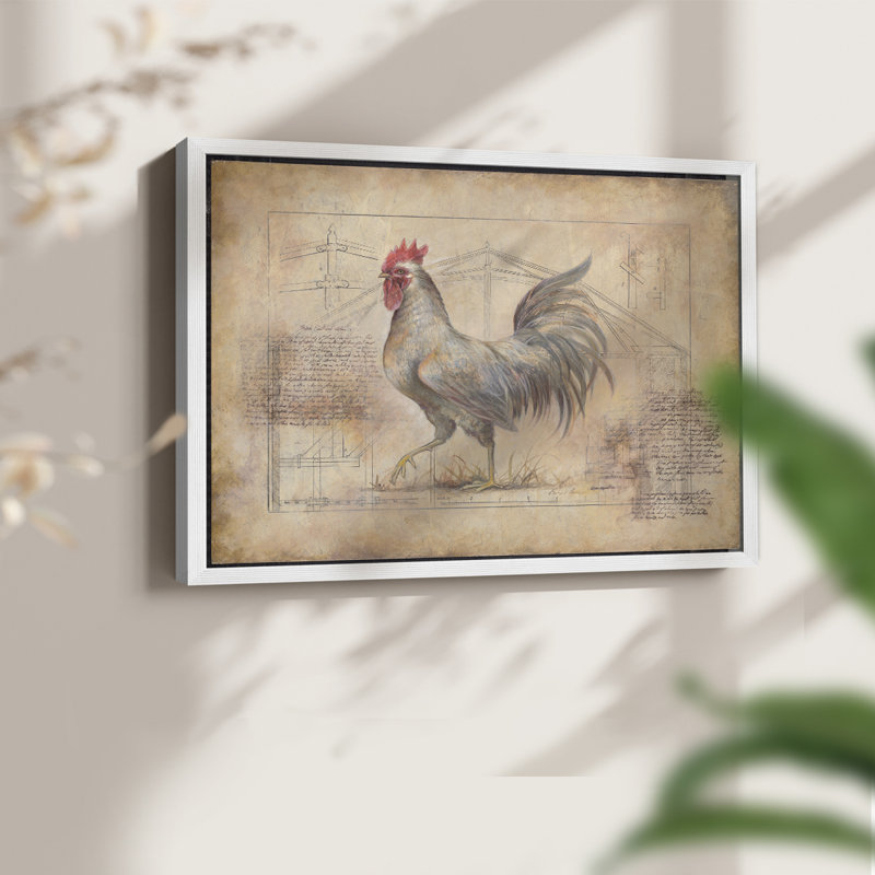 «Rustic Fowl II», reproduction encadrée, H 11 po x l 14 po, Blanc