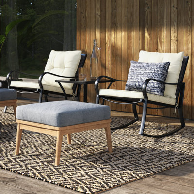 Ensemble de patio d'extérieur avec coussins 3 pièces Prciado