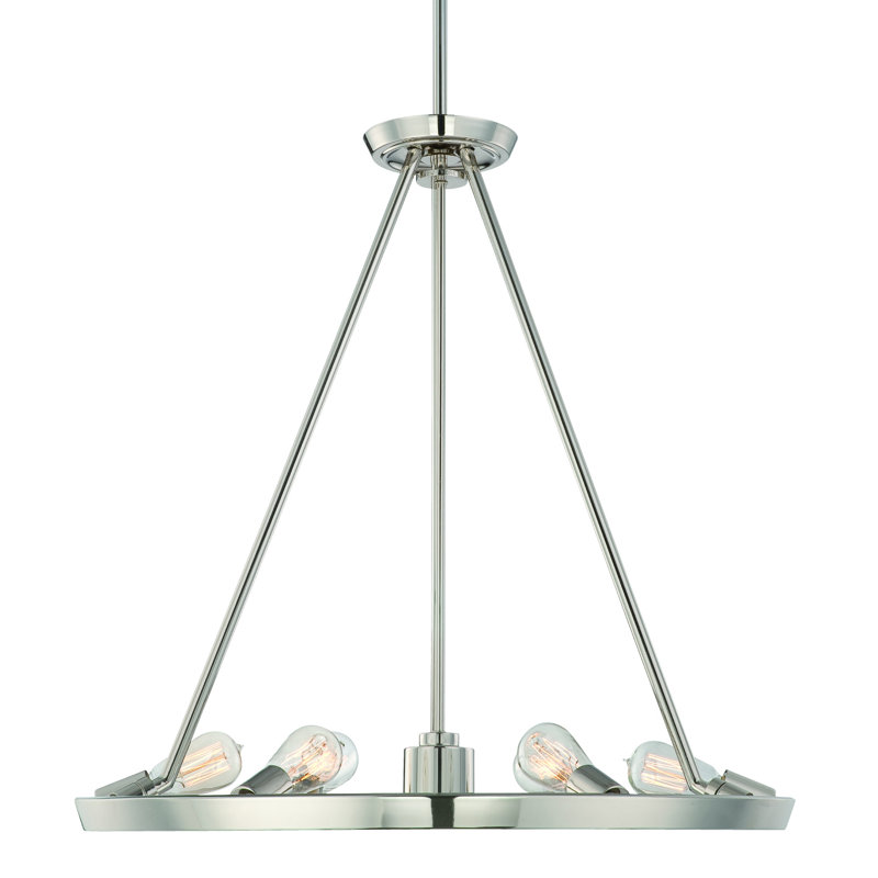 Bengtson 6 - Light Waggon Wheel Chandelier, Imperial Silver