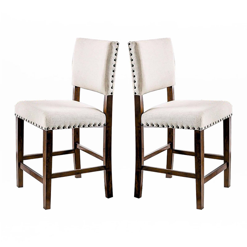 Ensemble de 2 chaises de salle à manger rembourrées en lin avec garniture cloutée