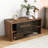 Stackable Walnut Particle Board Cabinet With Glass Doors For Versatile Home Organization