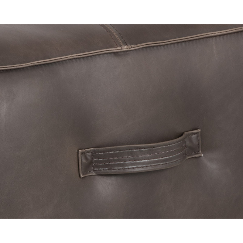 Laurenn Faux Leather Pouf - Brown, Dark Brown Faux Leather