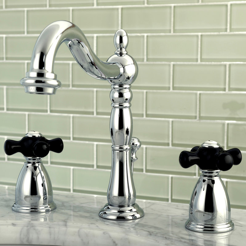 Robinet de salle de bain espacé à deux poignées à 3 poignées avec bonde escamotable Kingston Brass Duchess, Chrome