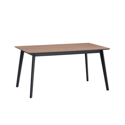 Table de salle à manger rectangulaire en noyer et noir - Plateau de 19 mm d'épaisseur, hauteur sous plafond de 66 cm, capacité de charge de 45 kg, dimensions : 76 cm (H) x 150 cm (L) x 89 cm (P).