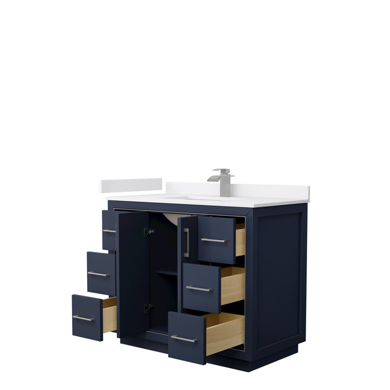 Icon 42'' W Single Vanity, White, Matte Black, White