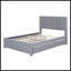 Lit plateforme double tapissier pleine grandeur avec 2 tiroirs et 1 lit gigogne simple, tête de lit classique, gris