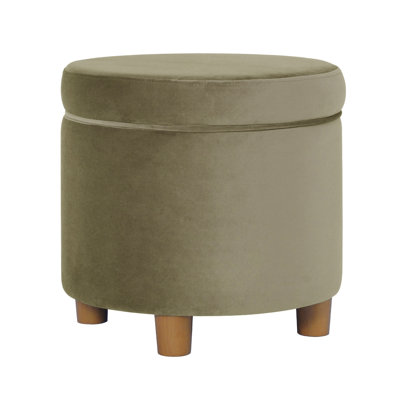 Gio Storage Ottoman, 19 Inch Round Lift Top, Velvet Fabric